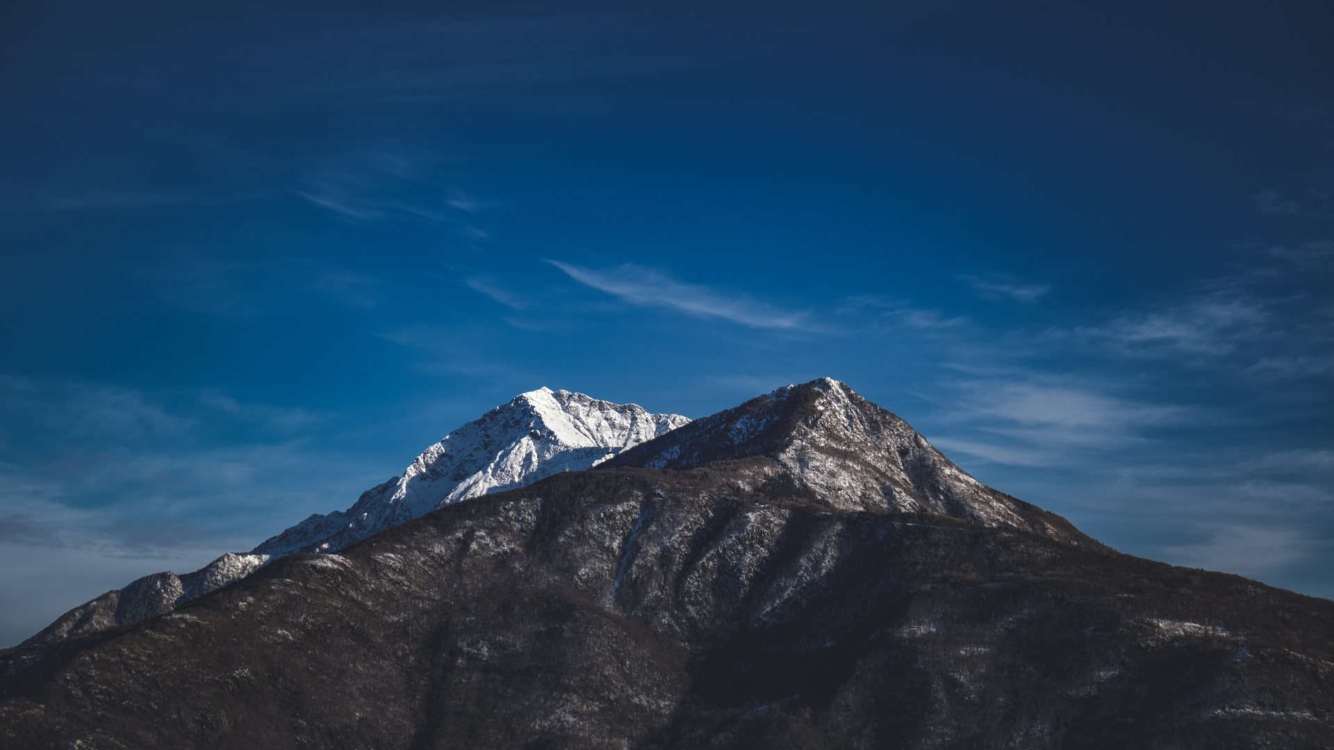 Mountain peak at dusk